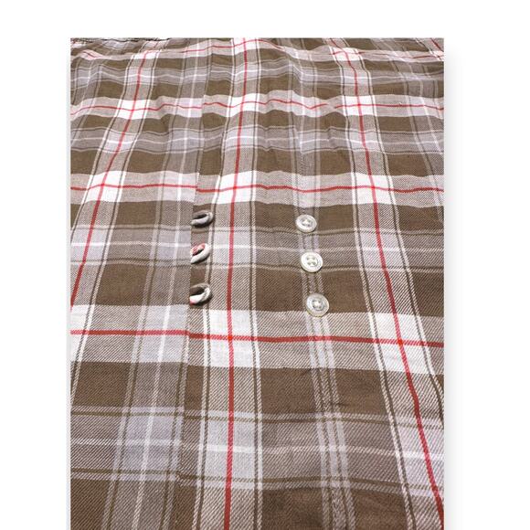 NWT Aéropostale Pink/Taupe Plaid Button Down W/ Floral Cuff Size Xs - Picture 12 of 13